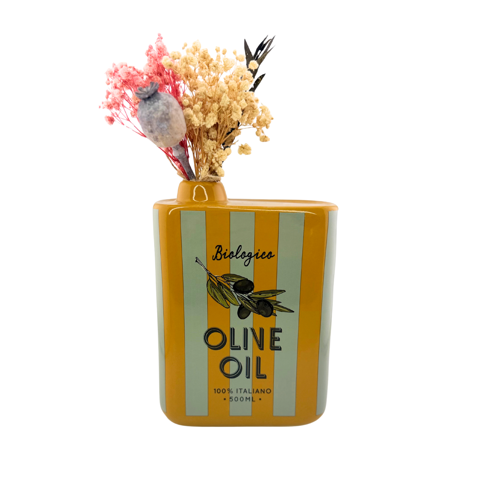 Olivenöl Vase – Ocker & Mint
