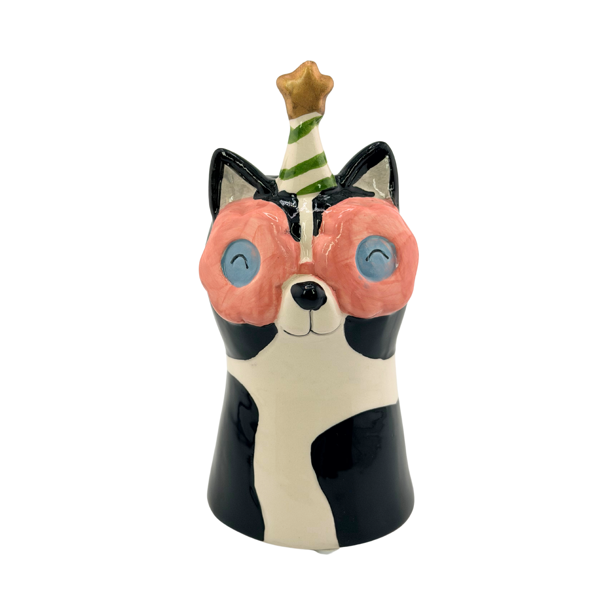 Katzen Kerzenhalter / Vase handbemalt aus Dolomit