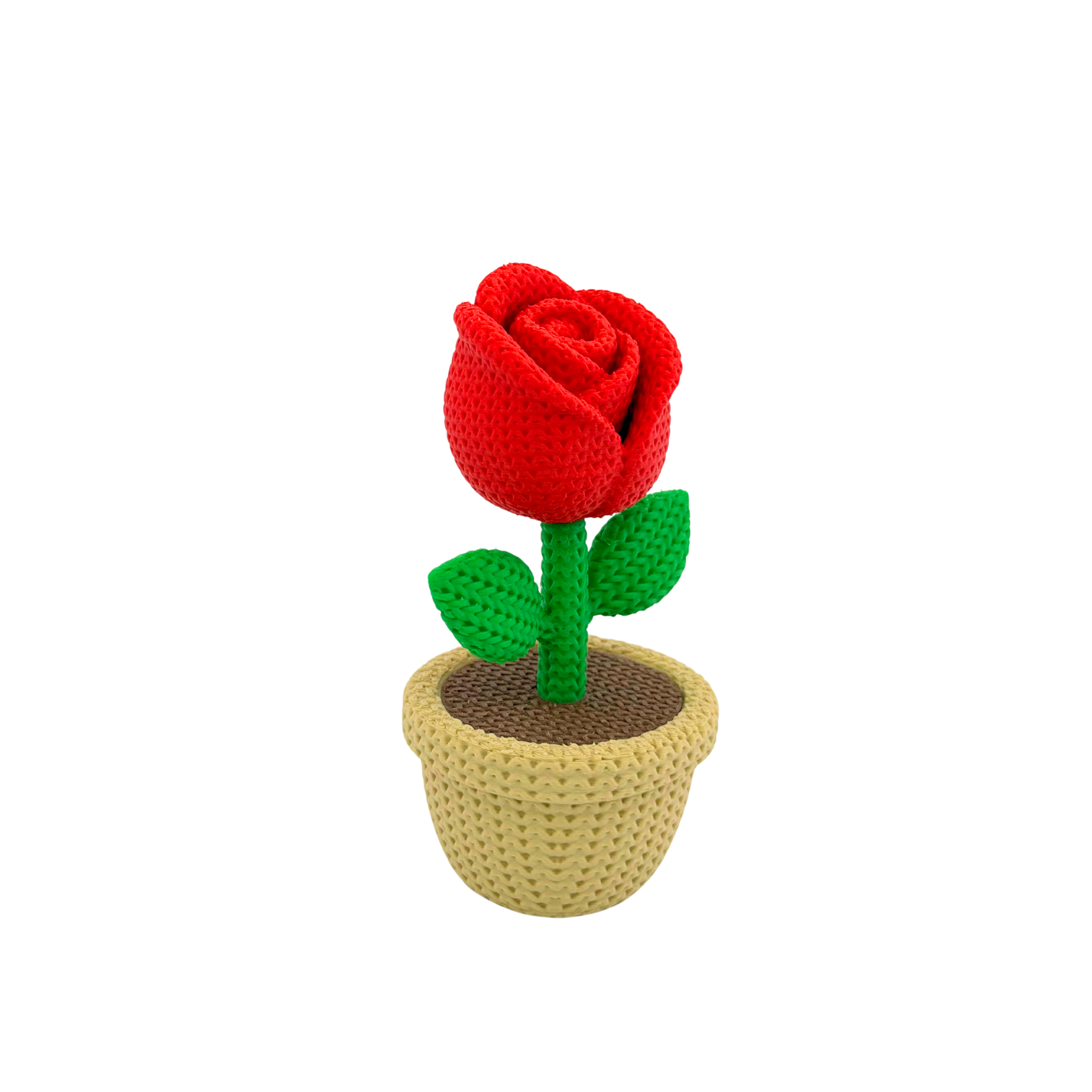 Strick Rose im Topf