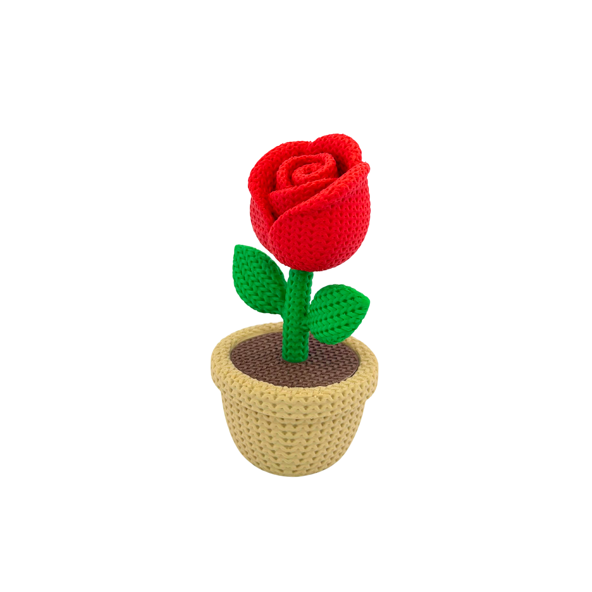 Strick Rose im Topf